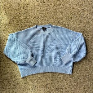 Express Blue Knit Cropped Sweater